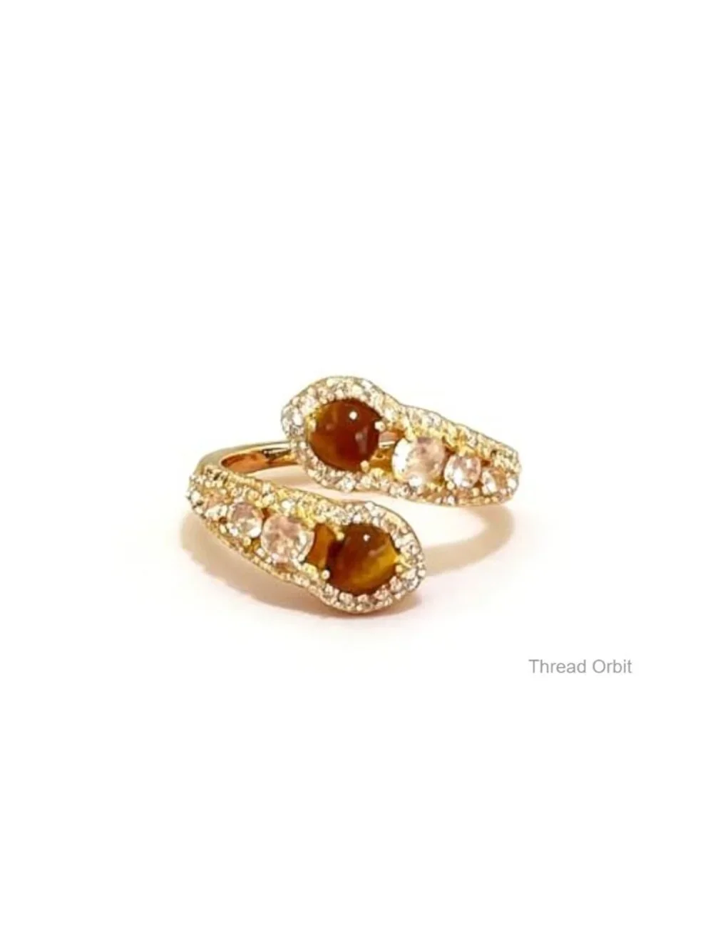 Vintage Adjustable Gold Tiger Eye Knuckle Ring